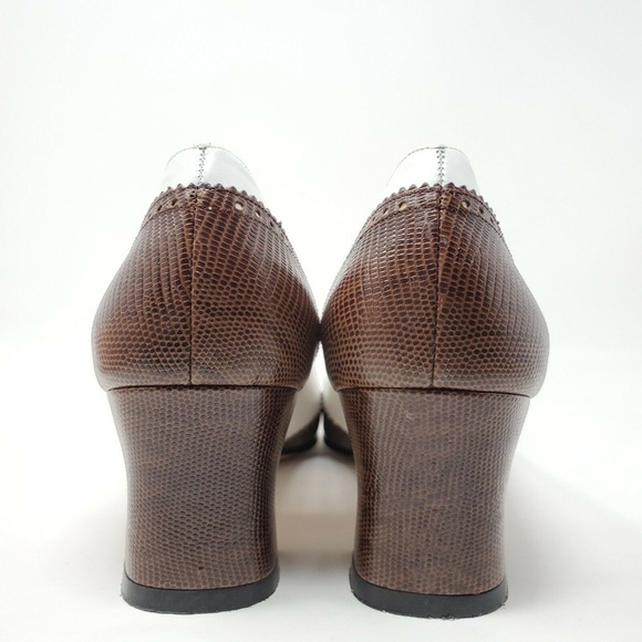 Salvatore Ferragamo Brown and White Heels - Picture 4 of 8